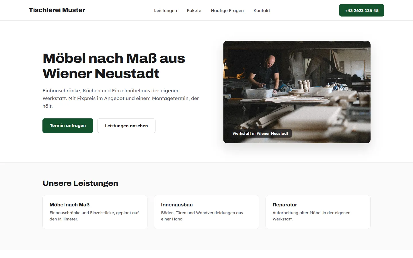 Dieselben Inhalte als moderne, aufgeräumte Webseite von velvetworx